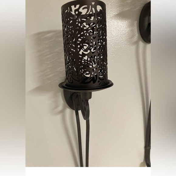 Party Lite Metal Sconces plus, cut out candle sleeve set! Vintage Bronze Finish - Picture 4 of 16